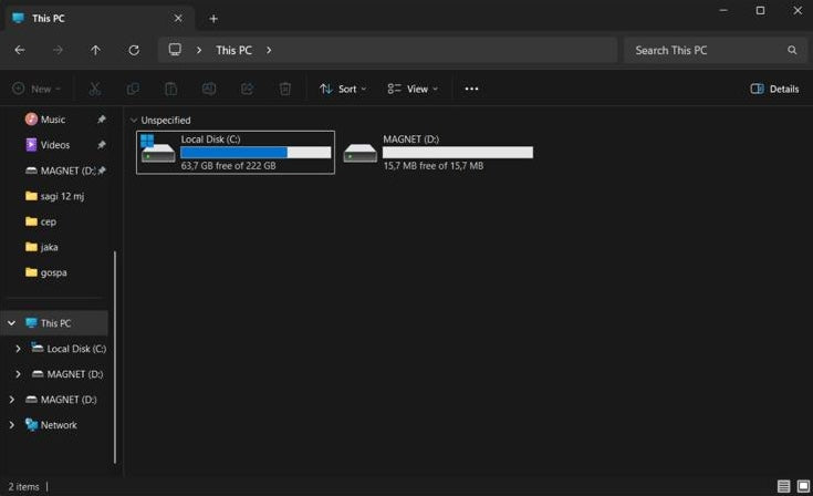 2. Warten Sie einige Sekunden, bis der Ordner erscheint